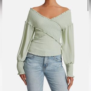 BB Dakota by Steve Madden Womens Smock and Fire Smocked Off the Shoulder Blouse